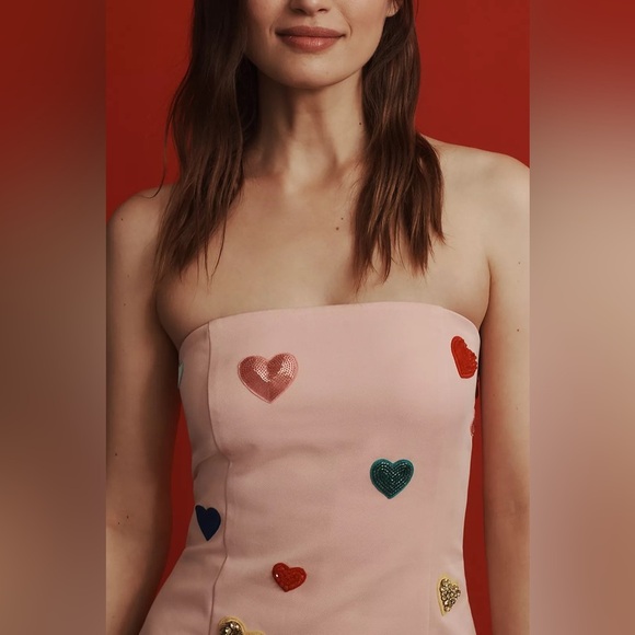 Mare Mare Strapless Heart-Embellished Mini Dress by Anthropologie - Picture 3 of 9